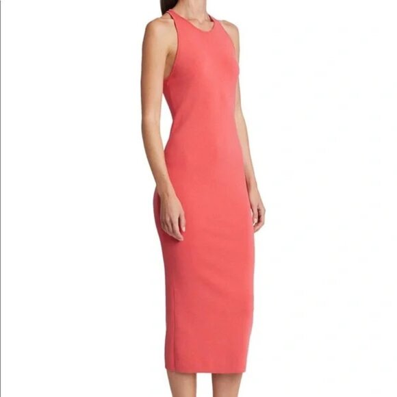 A.L.C. Coral Pink Marc Bodycon Midi Dress M - Picture 1 of 7